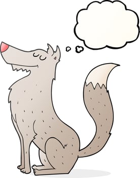 freehand drawn thought bubble cartoon wolf vector