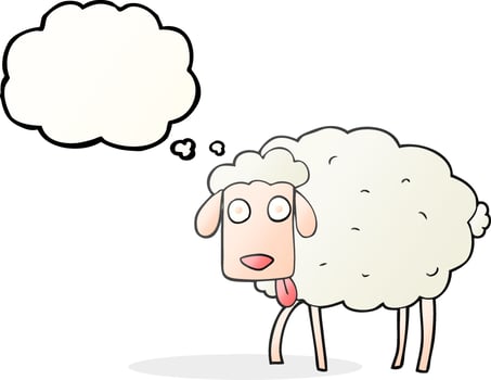 freehand drawn thought bubble cartoon sheep vector