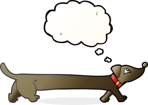 freehand drawn thought bubble cartoon dachshund vector