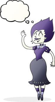freehand drawn thought bubble cartoon vampire girl vector
