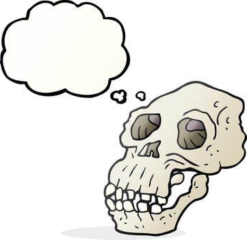 freehand drawn thought bubble cartoon ancient skull vector