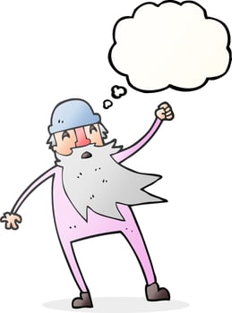 freehand drawn thought bubble cartoon old man in thermal underwear vector