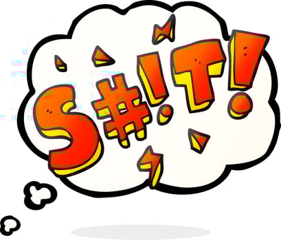 freehand drawn thought bubble cartoon obscured swearword vector