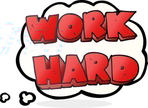 freehand drawn thought bubble cartoon work hard symbol vector