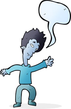 cartoon halloween vampire with speech bubble vector