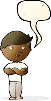cartoon happy man with speech bubble vector