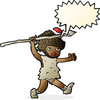 cartoon caveman with speech bubble vector