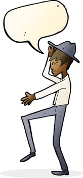 cartoon fashionable man with speech bubble vector