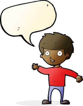 cartoon happy boy with speech bubble vector
