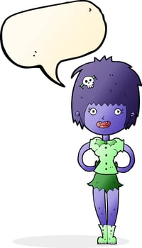cartoon happy vampire girl with speech bubble vector