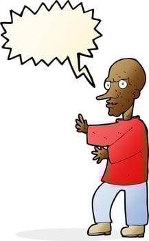 cartoon mean looking man with speech bubble vector