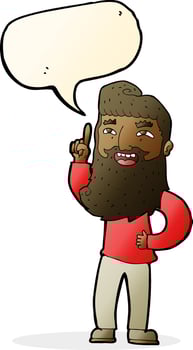 cartoon happy bearded man with idea with speech bubble vector