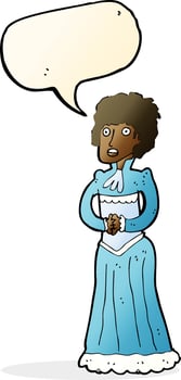 cartoon shocked victorian woman with speech bubble vector