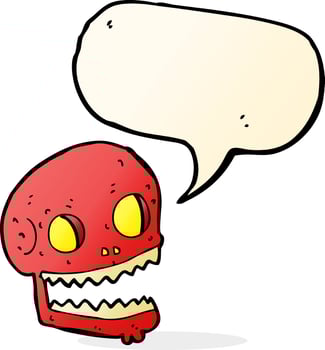 cartoon spooky skull with speech bubble vector
