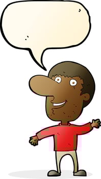 cartoon waving man with speech bubble vector