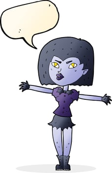 cartoon vampire girl with speech bubble vector