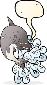 cartoon shark with speech bubble vector