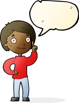 cartoon boy with idea with speech bubble vector
