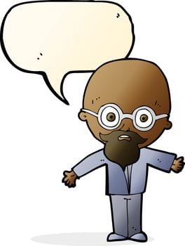 cartoon genius scientist with speech bubble vector