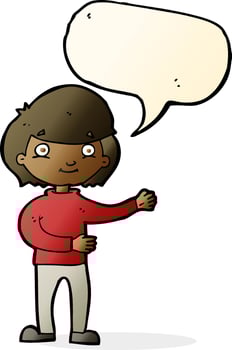 cartoon happy person with speech bubble vector