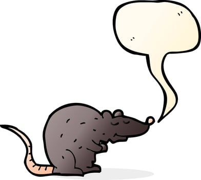 cartoon black rat with speech bubble vector