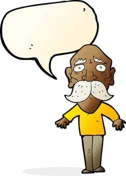 cartoon sad old man with speech bubble vector
