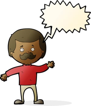 cartoon dad waving with speech bubble vector