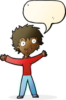 cartoon excited woman with speech bubble vector
