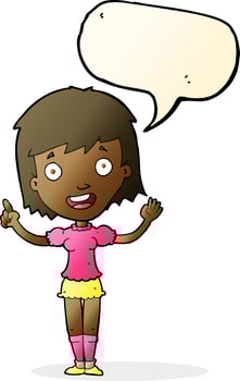 cartoon woman pointing with speech bubble vector