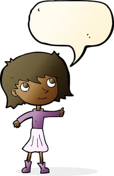 cartoon happy girl with speech bubble vector