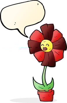 cartoon flower with speech bubble vector