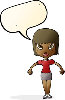 cartoon pretty woman with speech bubble vector