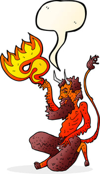 cartoon traditional devil with speech bubble vector