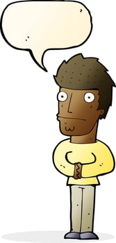 cartoon worried man with speech bubble vector
