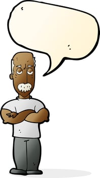 cartoon angry man with mustache with speech bubble vector