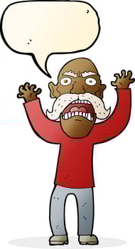 cartoon angry old man with speech bubble vector