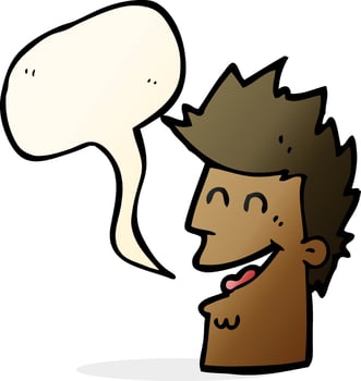 cartoon happy man with speech bubble vector