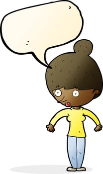 cartoon woman staring with speech bubble vector