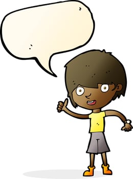 cartoon boy with positive attitude with speech bubble vector