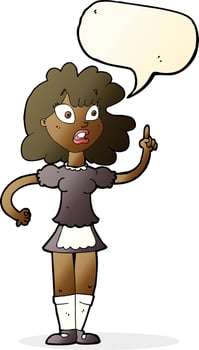 cartoon worried maid with speech bubble vector