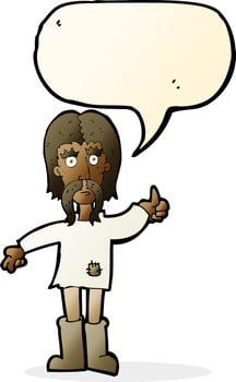 cartoon hippie man giving thumbs up symbol with speech bubble vector