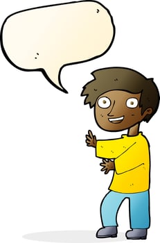 cartoon excited boy with speech bubble vector