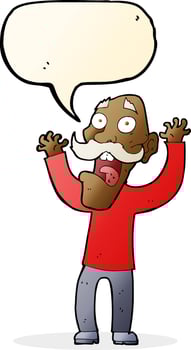 cartoon old man getting a fright with speech bubble vector