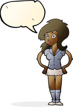 cartoon pretty woman with speech bubble vector