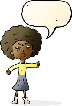 cartoon annoyed old woman with speech bubble vector