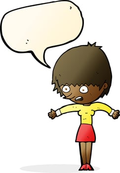 cartoon woman panicking with speech bubble vector