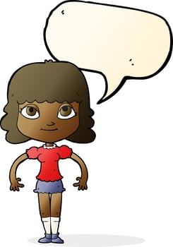 cartoon girl with speech bubble vector