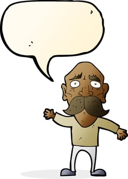 cartoon worried old man with speech bubble vector