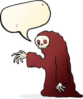 cartoon spooky halloween costume with speech bubble vector