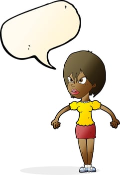 cartoon annoyed woman with speech bubble vector